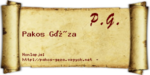 Pakos Géza névjegykártya